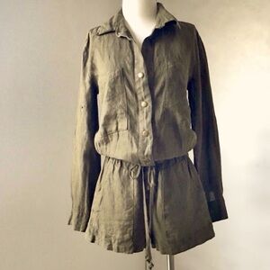 Enza Costa Linen Jumpsuit Utility Romper size 1 / small